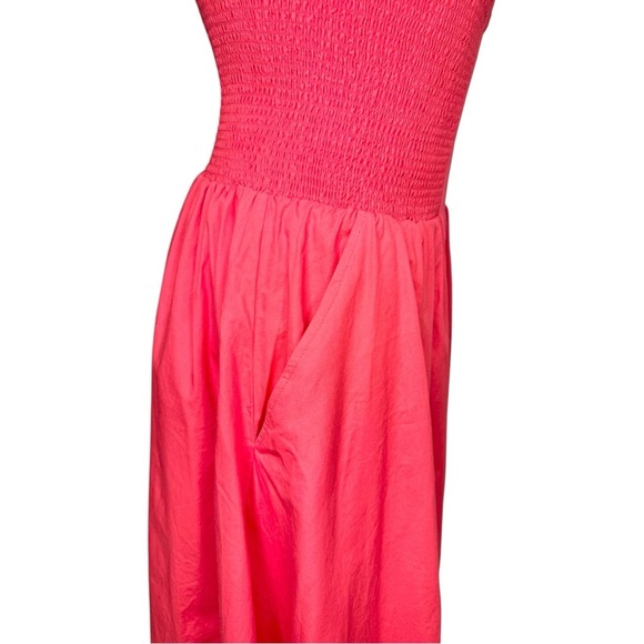Anthropologie Square Neck Zip Up Tommie Midi Dress Sleeveless tank Pink Large - Picture 6 of 9